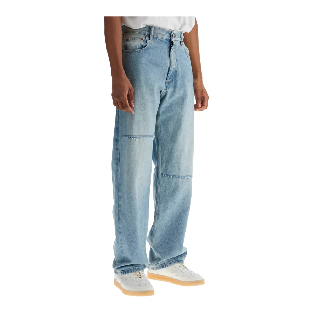 MM6 Maison Margiela Hoge taille lichte wassing denim jeans Blue Heren