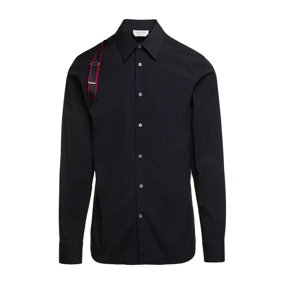 Alexander McQueen Klassisk Svart Skjorta med Märkt Harness Detalj Black, Herr