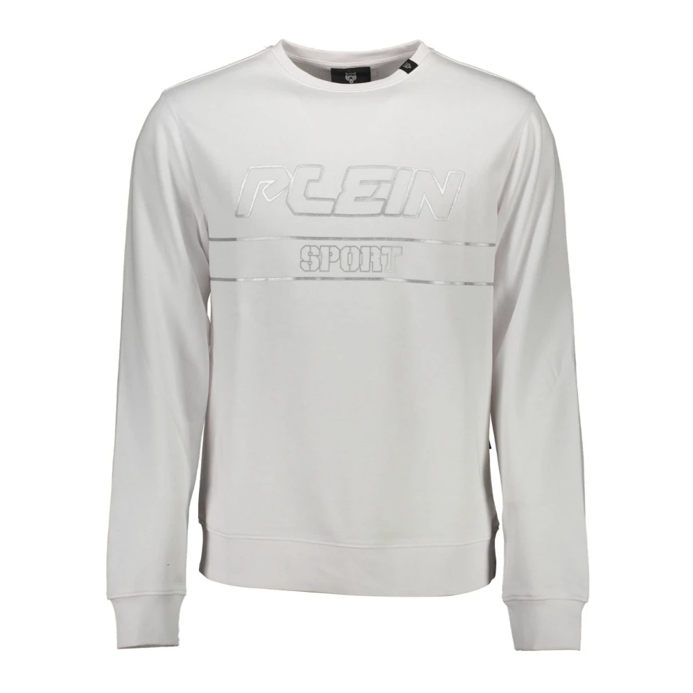 Plein Sport Men's White Long Sleeve Training Tops, L, Long Sleeve Sweatshirt With Print