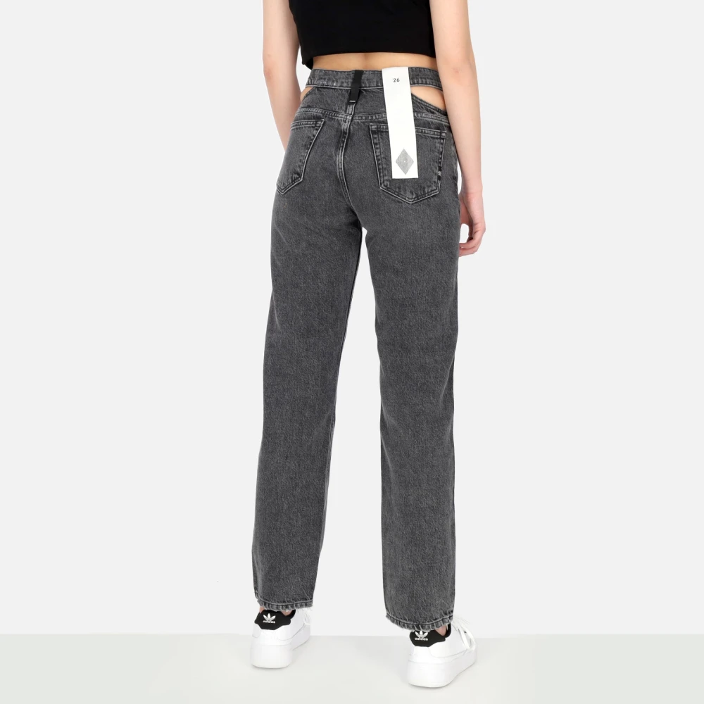 Amish Hoge Taille Denim Jeans Gray Dames
