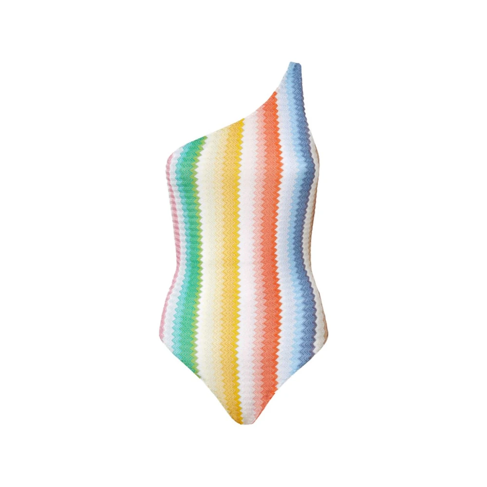 Missoni Women's Multicolor Swimsuits, M, One-Shoulder One-Piece Swimsuit With Dégradé Zigzag Pattern