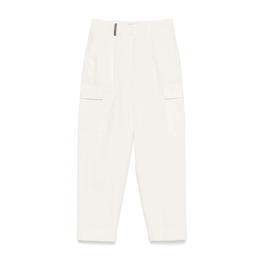 PESERICO Cargo Broek van Eco-Vriendelijk Italiaans Katoen White Dames