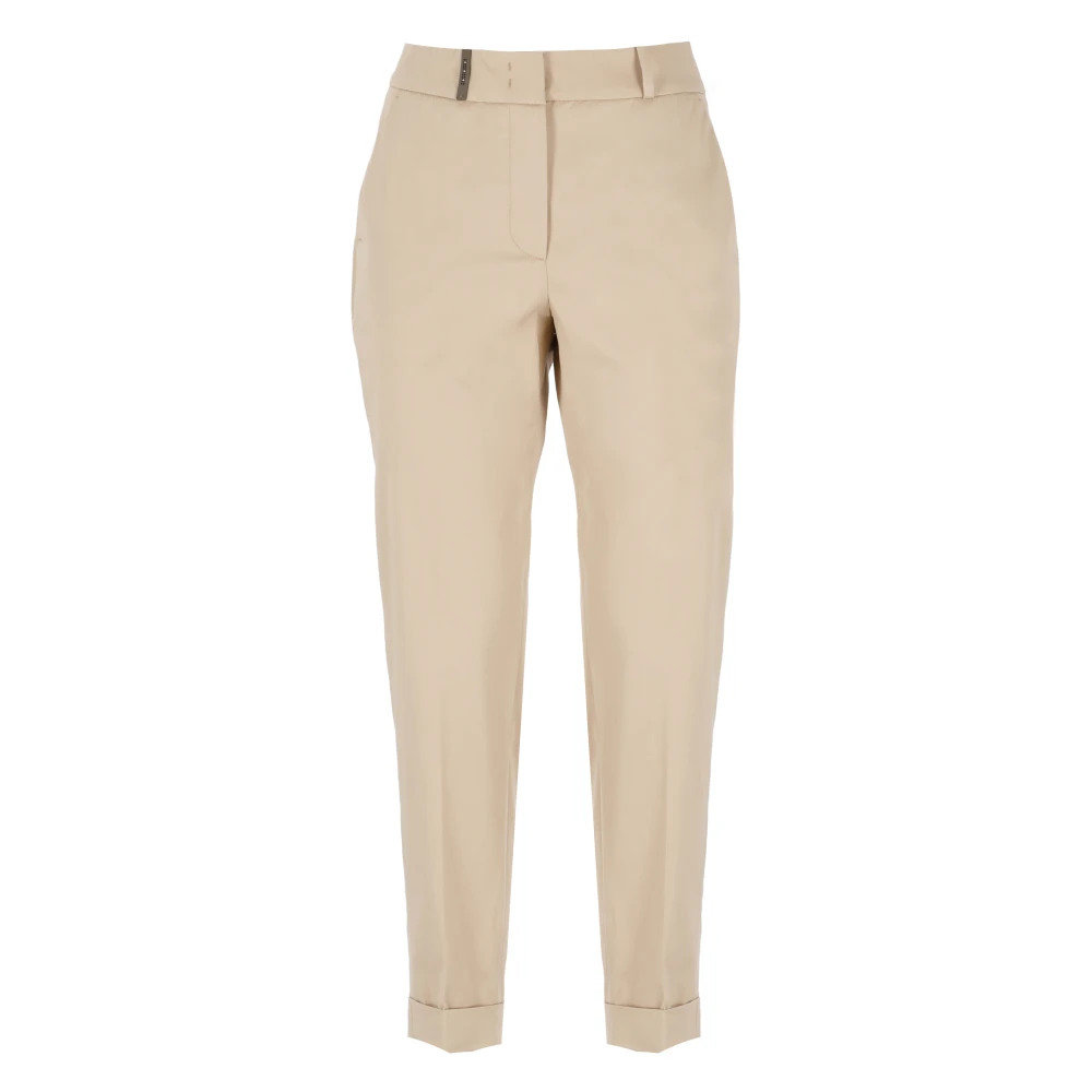 PESERICO Beige Katoenen Broek met Riemlussen Beige Dames