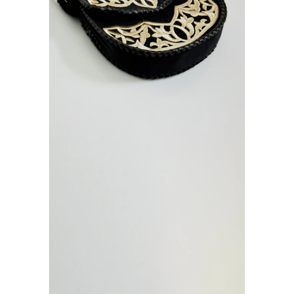 Antik batik Borgio kleine geborduurde tas van fluweel Black Dames
