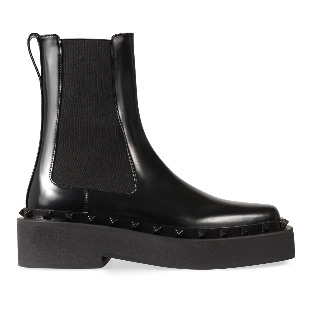Valentino Garavani Black Chelsea Boots, Female, 6 Uk, Rockstud M-Way Chelsea Boots
