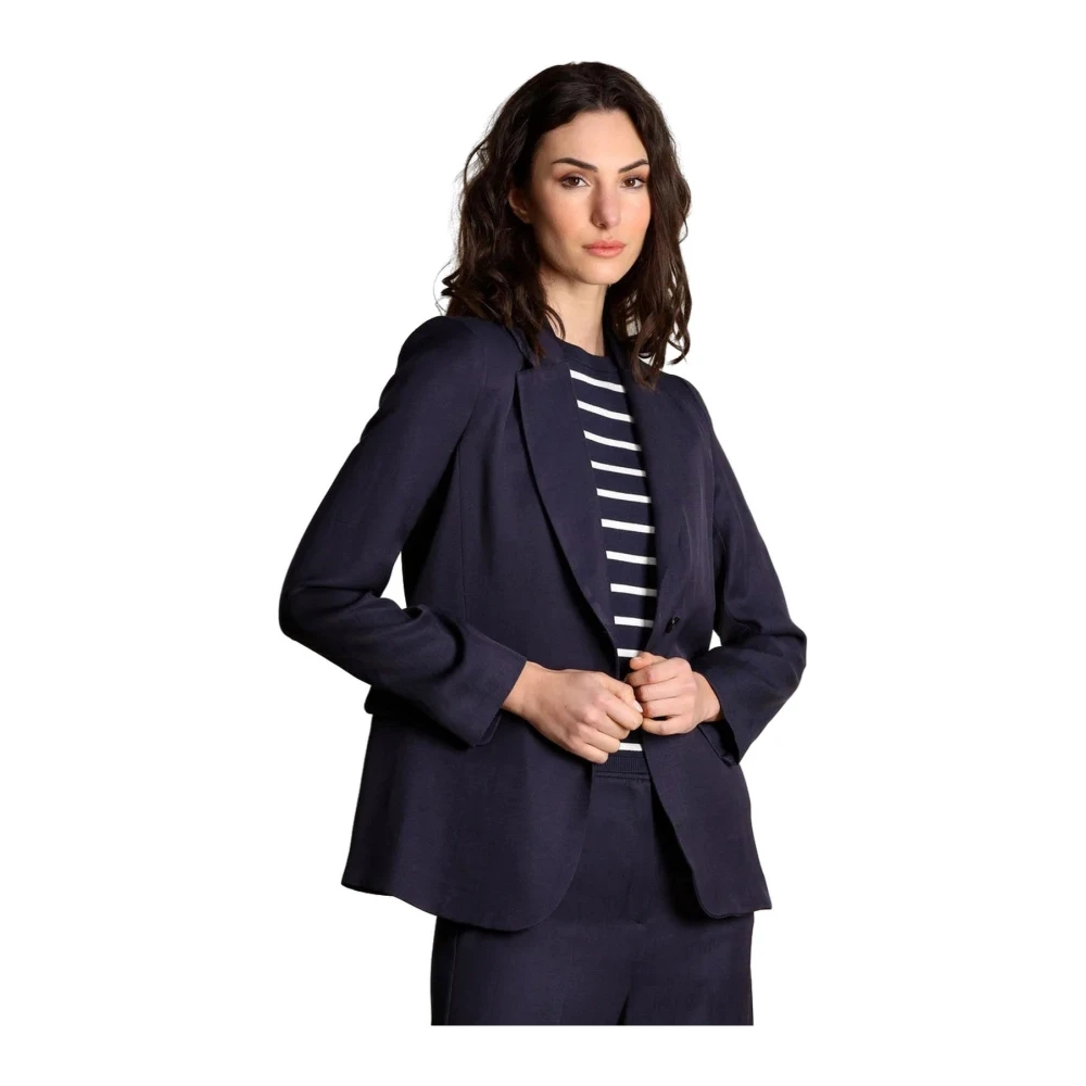 Emme Di Marella Women's Blue Blazers, M, Emmcharme1 Jacket