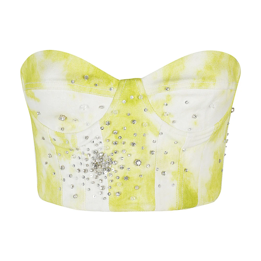 DES Phemmes Geborduurde Tie Dye Denim Bustier Multicolor Dames