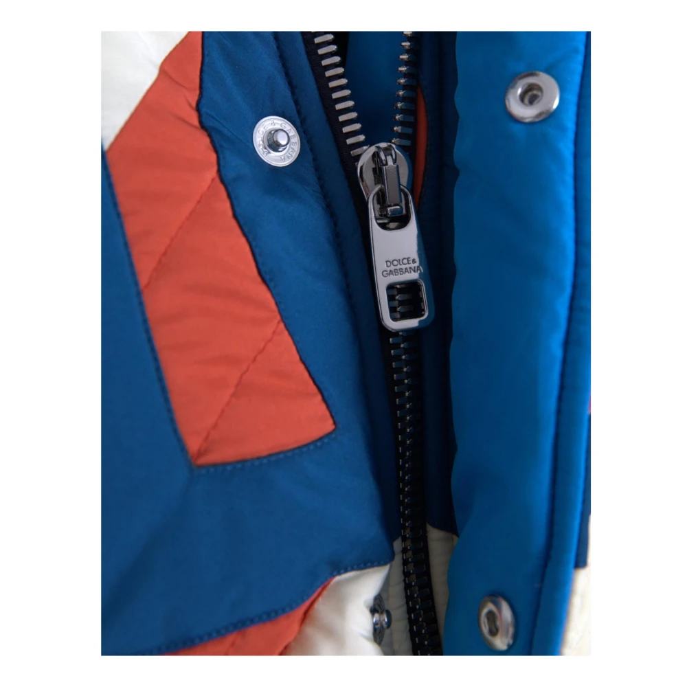 Dolce & Gabbana Multicolor Logo Patch Puffer Jas Heren Multicolor Heren