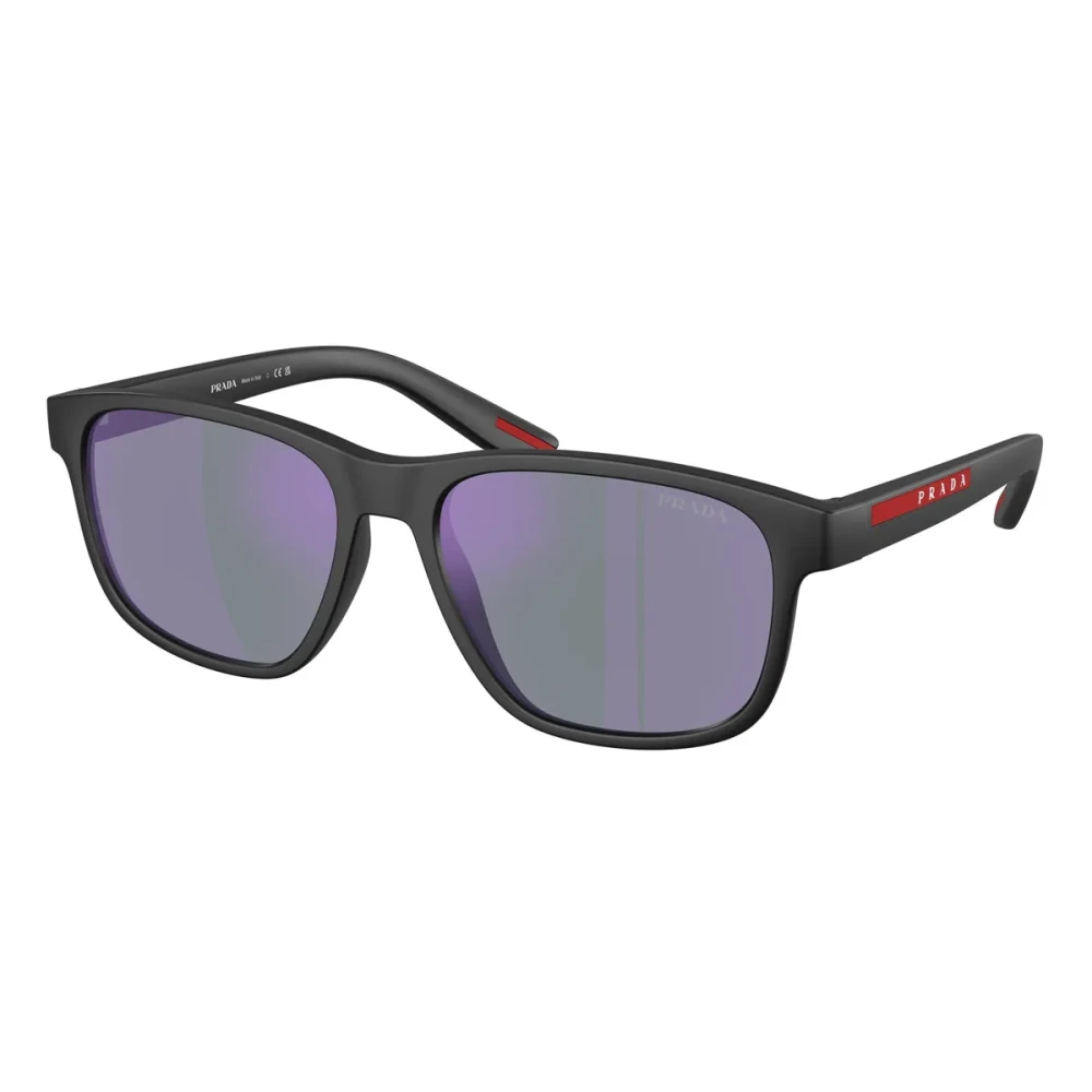 Prada Men's Black Sunglasses, 56 Mm, Sporty Sunglasses With Dark Blue Mirrored Lenses