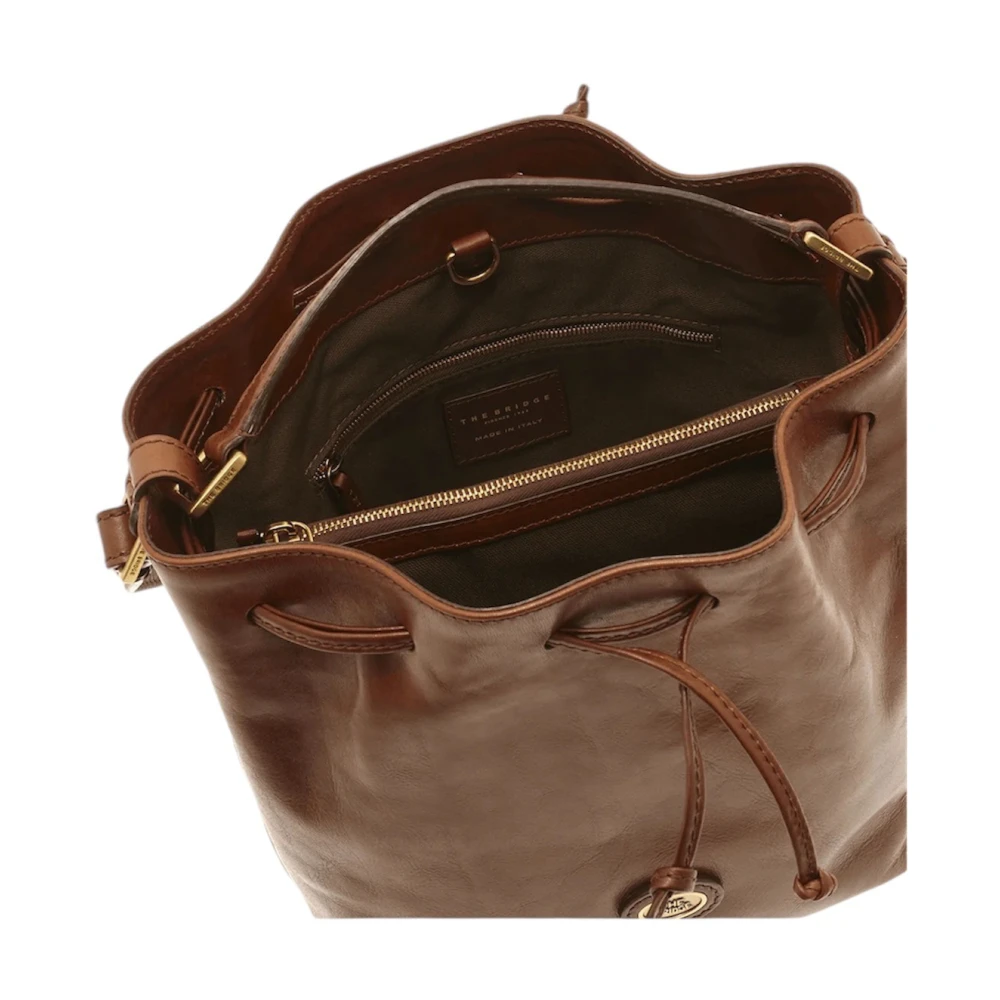 The Bridge Bruin leren emmer tas Brown Dames