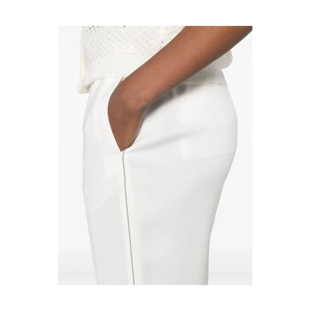 PESERICO Witte elastische tailleband broek White Dames