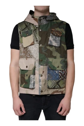 Multifärgad Patchwork Huva Västjacka