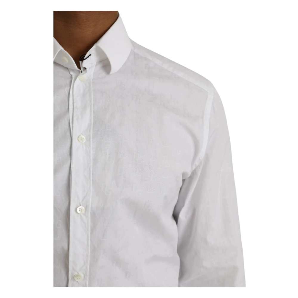 Dolce & Gabbana Wit Katoenen Shirt Gold Model White Heren
