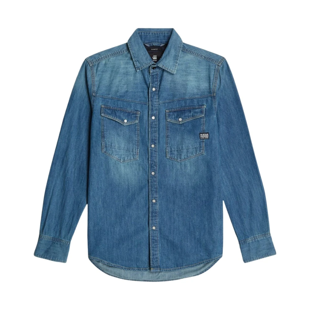 Camicia A Maniche Lunghe G-Star Raw D23616-D252 Slim -D891 Faded Cricket Uomo Blu Medio Denim - Immagine 2