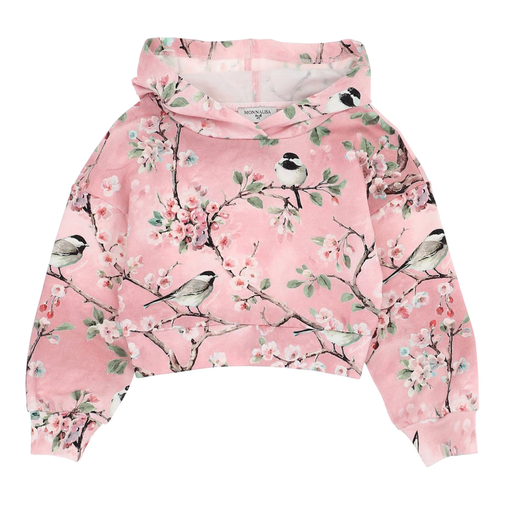 Monnalisa Girls Pink Cropped Hooded Sweatshirt - Kids Sweatshirts - 2 Y - Kids