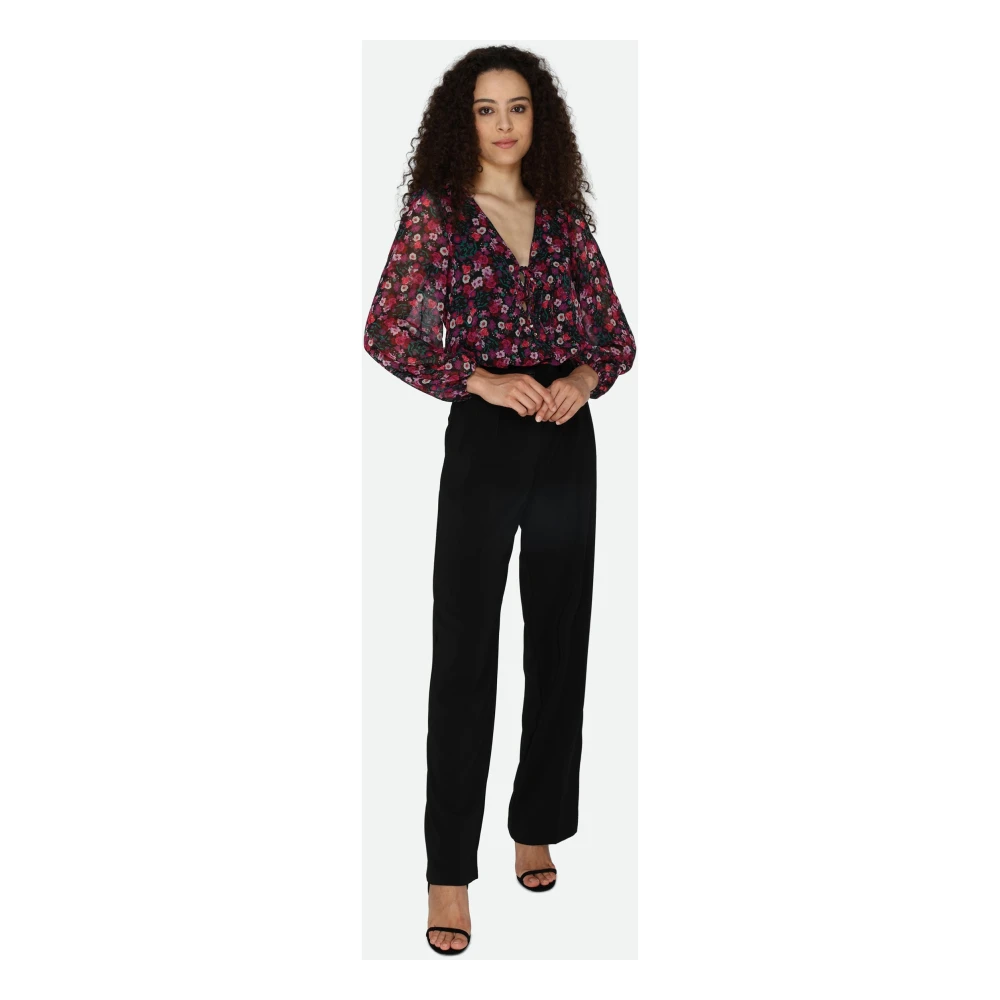 PATRIZIA PEPE Zwarte Palazzo Broek met Pences Black Dames