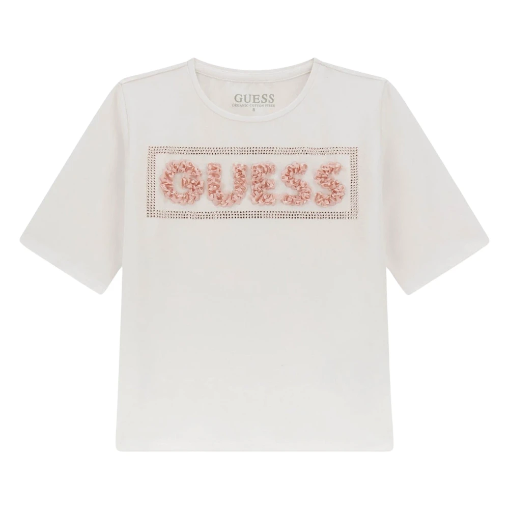 Guess Girls White Iconic Logo T-Shirt In Size 8 Y