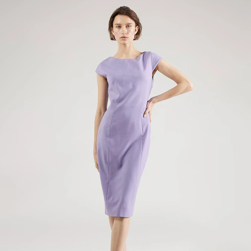 Hugo Boss Lila Midi Etuikjole met Split Purple Dames