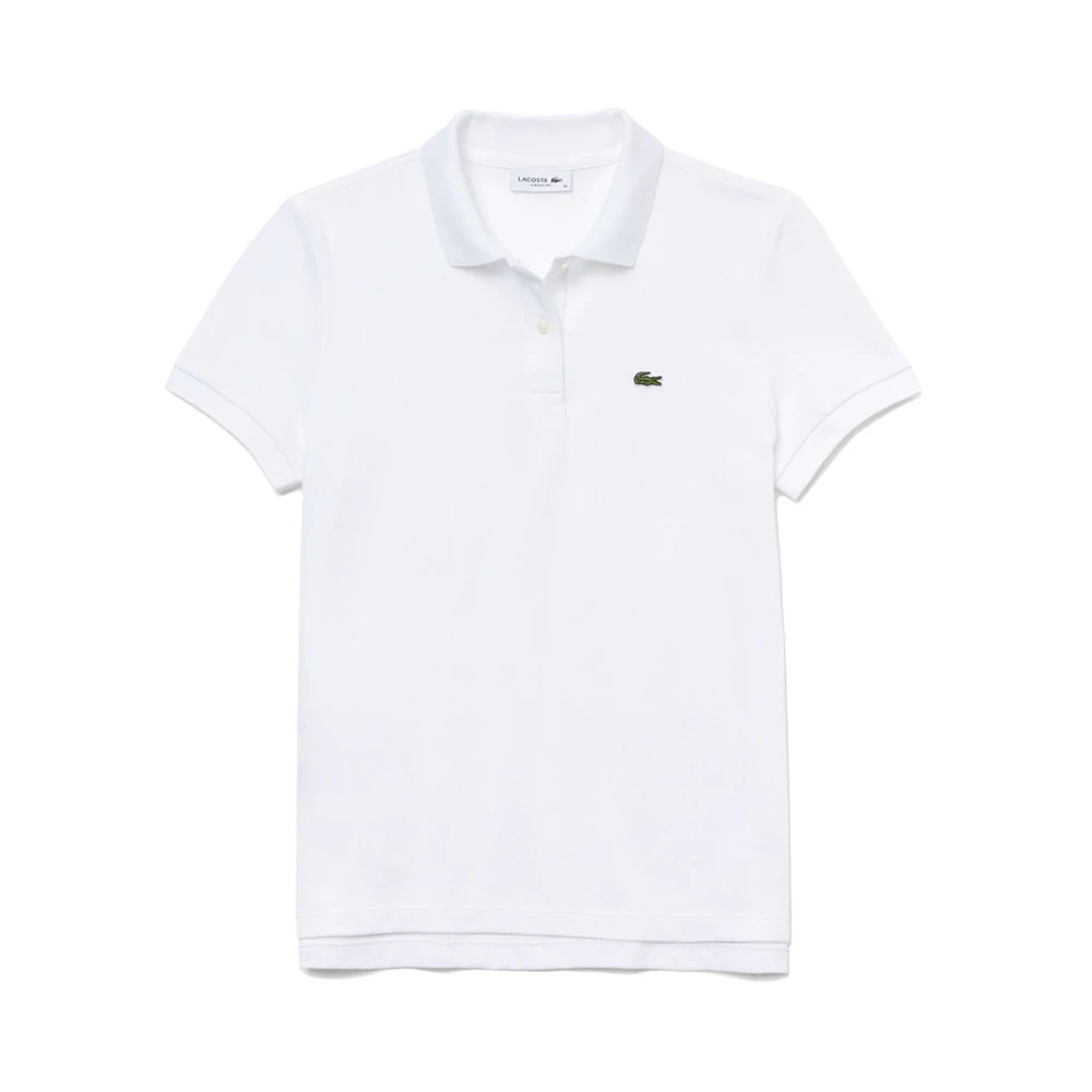 Lacoste Women's White Polo Shirts, S, Polo Shirt Crocodile Patch