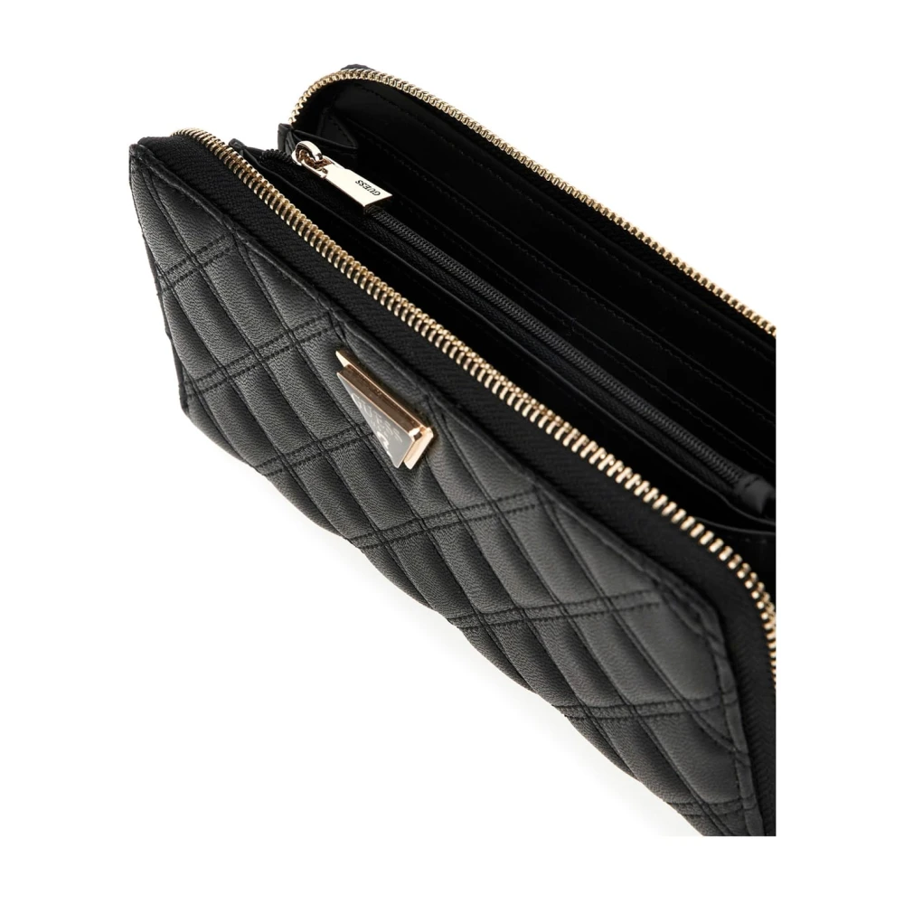 Guess Stijlvolle Grote Ritsportemonnee Zwart Black Dames