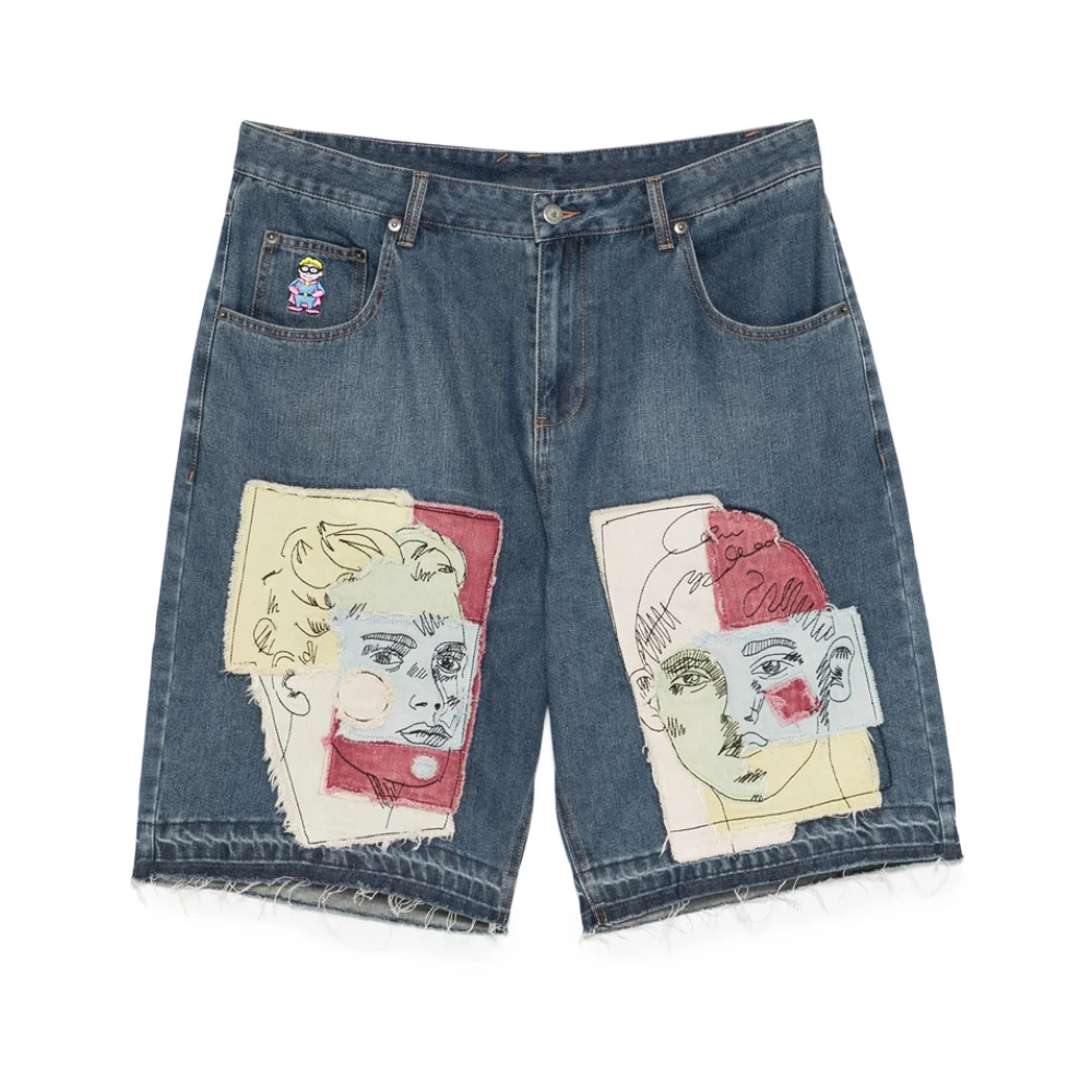 KidSuper Studios Ocean Blue Knoop-Front Jeans Blue Heren