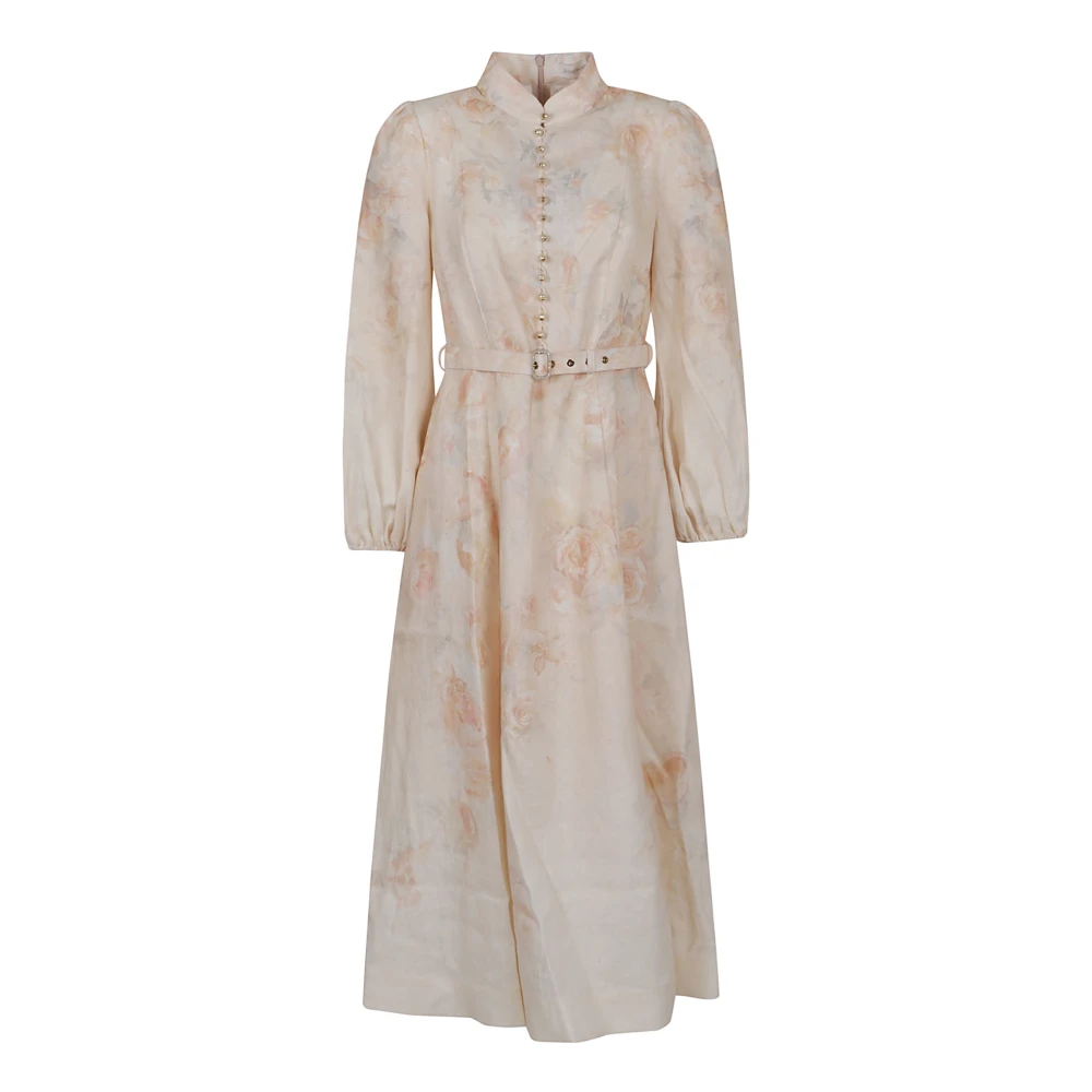 Zimmermann Bloemen lange jurk met parelknopen Beige Dames