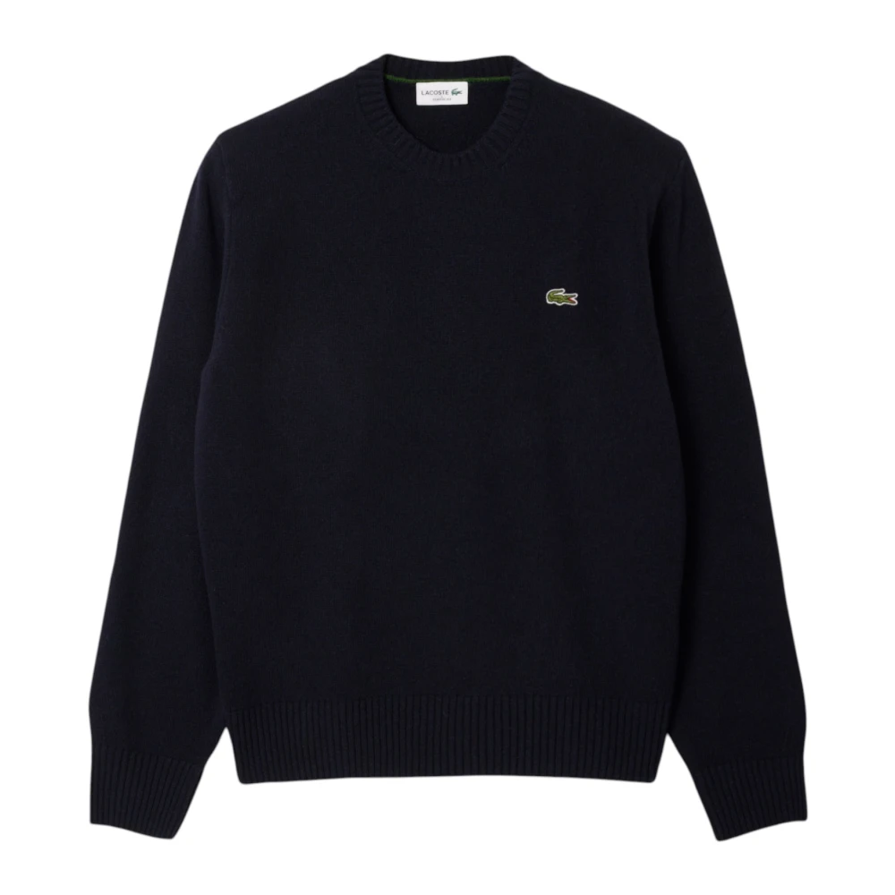 Lacoste Men's Blue Sweatshirts, L, Crew Neck Wool Jumper