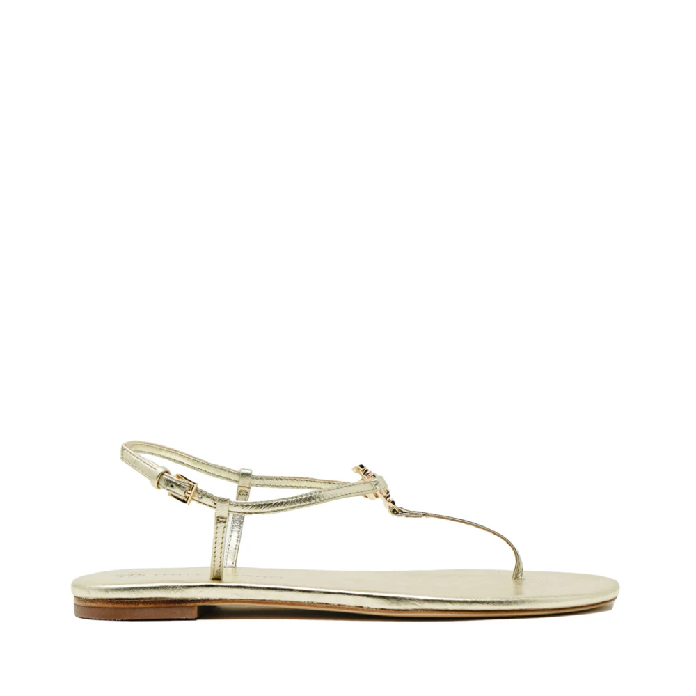 Tory Burch Guld Läder Flip-Flop Sandaler Yellow, Dam