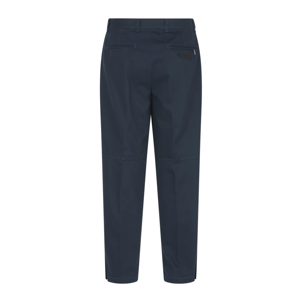 Lanvin Twill Biker Broek met Ritszakken Blue Heren