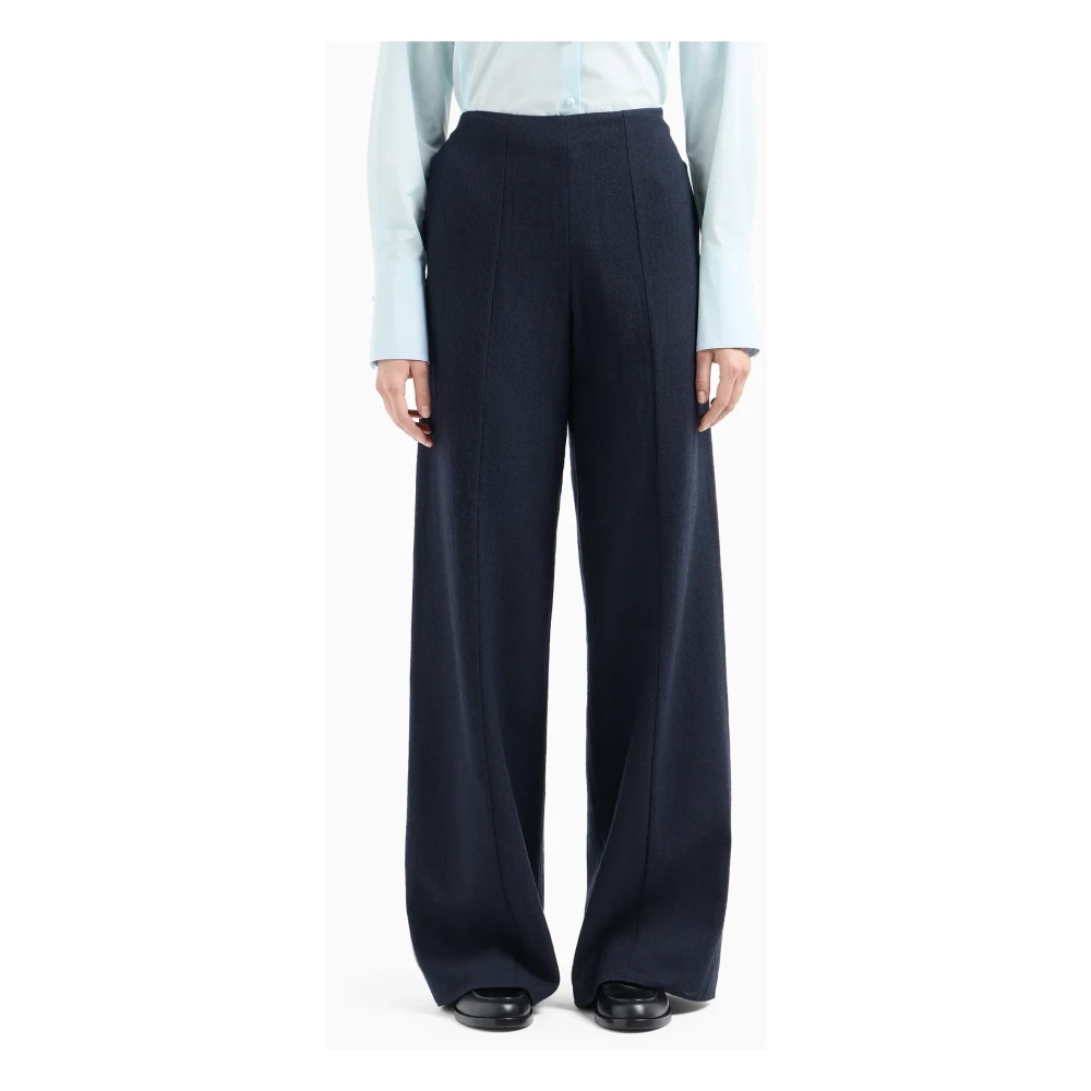 Emporio Armani Nachtblauwe wollen broek met achterzakken Black Dames