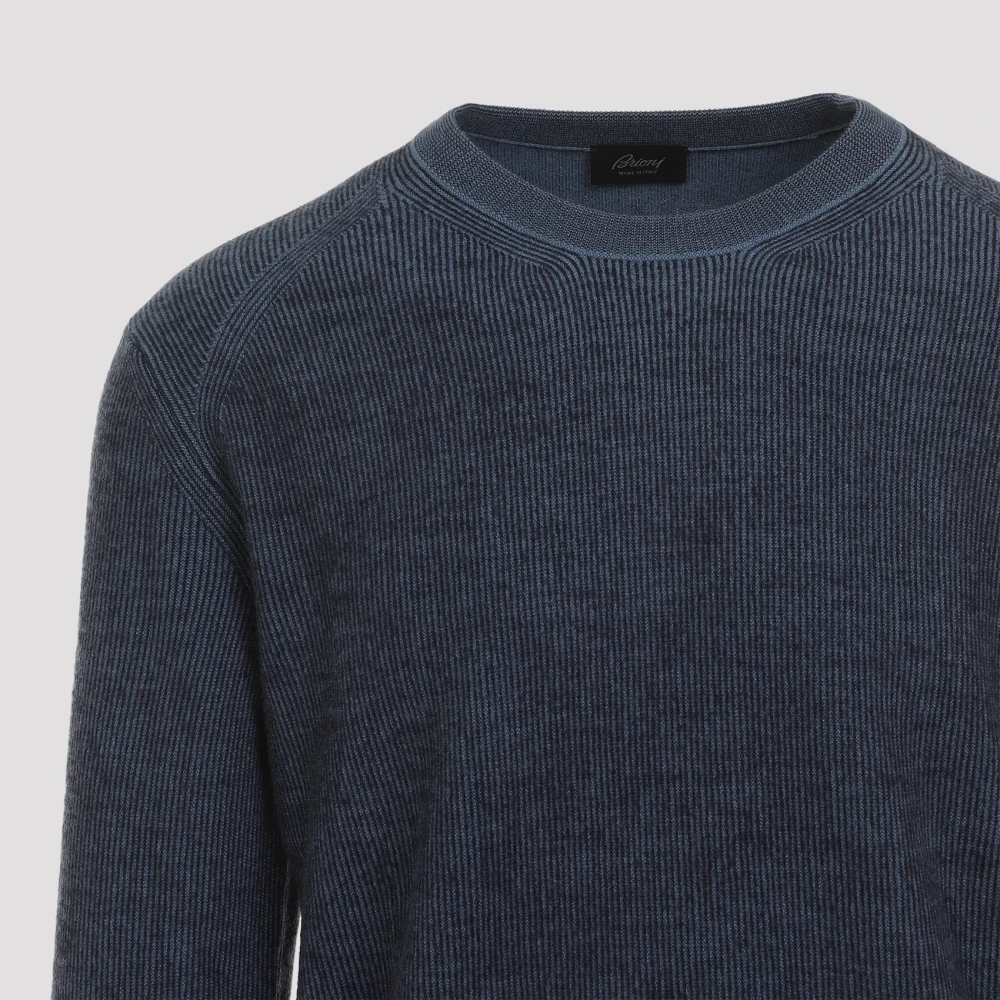 Brioni Blauwe Kasjmier Wol Trui Blue Heren
