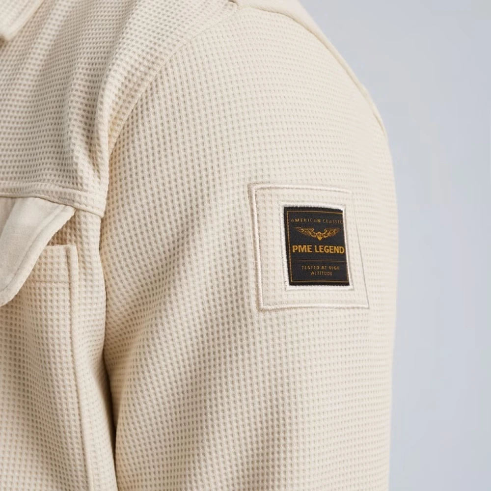 PME Legend Wafel Dubbelzijdig Jersey Overhemd Jas Beige Heren