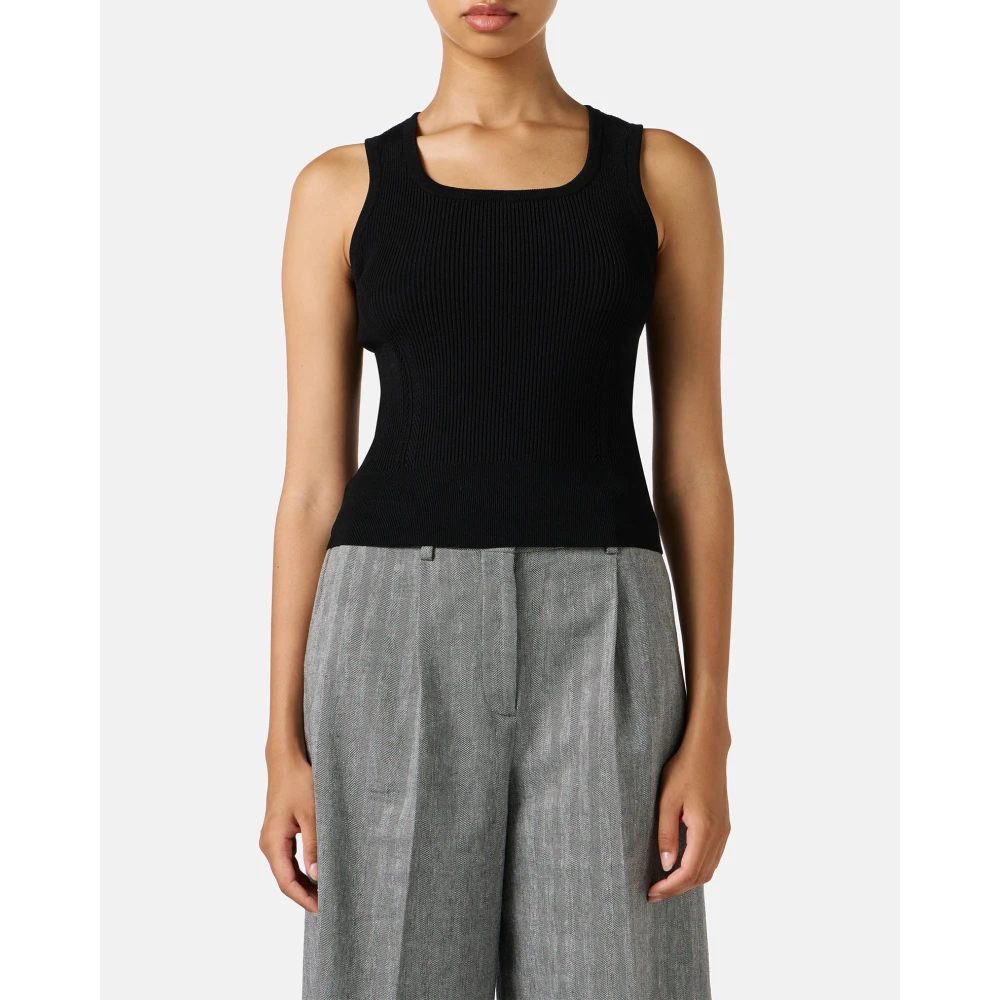 Iceberg Kleine zwarte geribbelde hemdje Black Dames