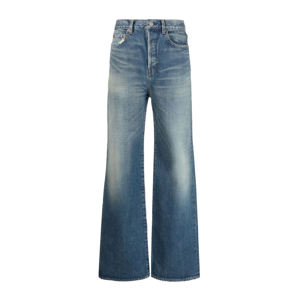 Saint Laurent Loose-Fit Bootcut Jeans Blue, Dam