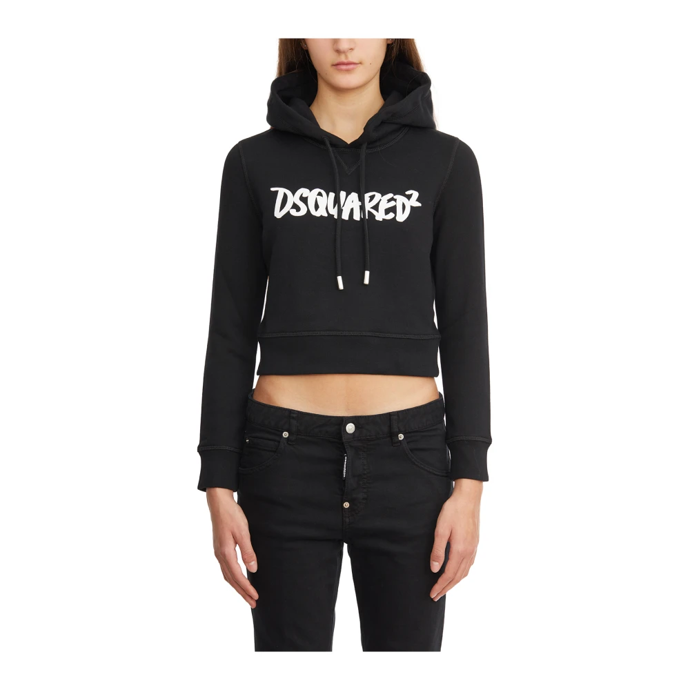 Dsquared2 Cropped Hoodie Black Dames