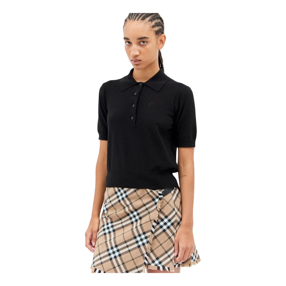 Burberry Gebreide Polo Shirt Black Dames