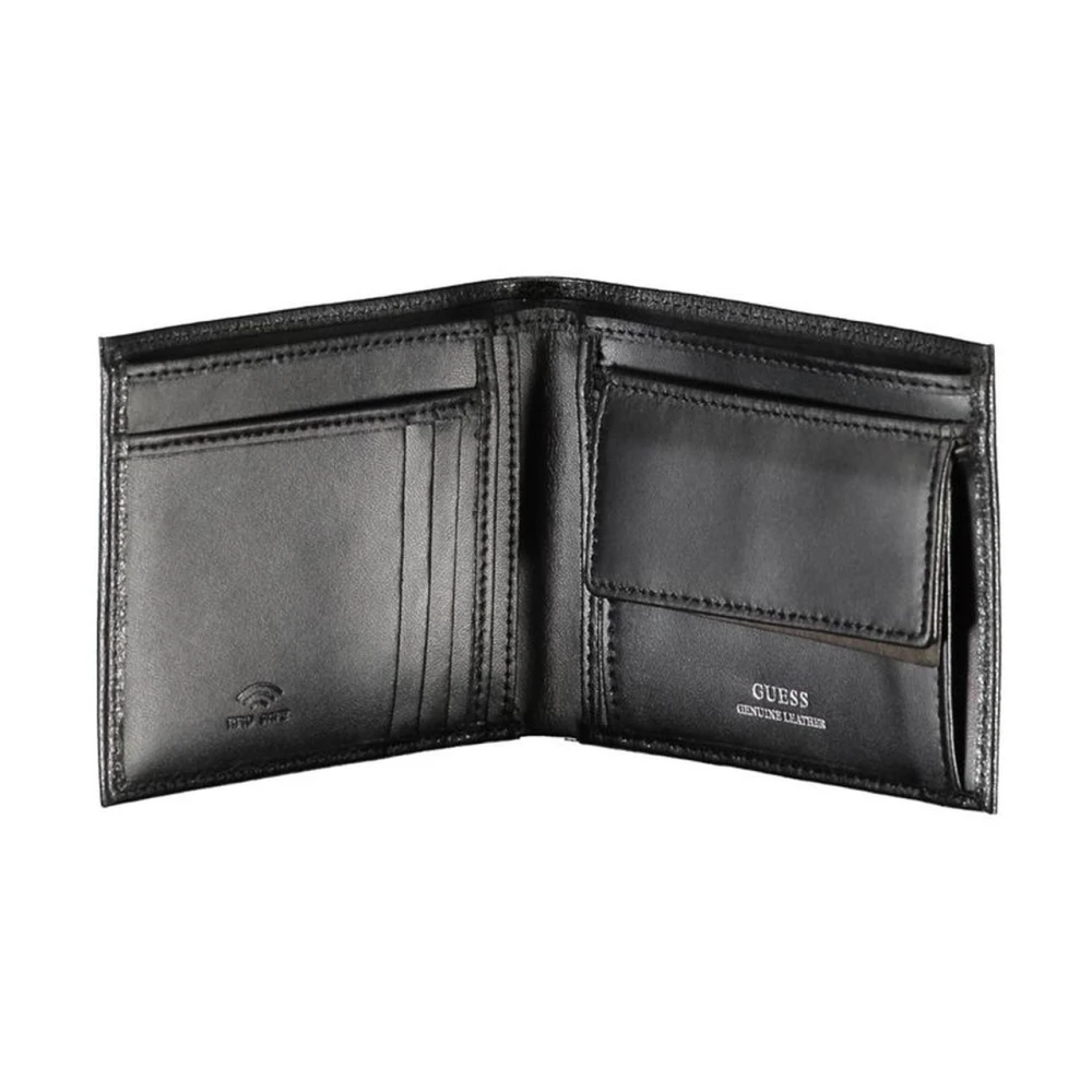 Guess Zwarte leren portemonnee met meerdere vakken Black Heren