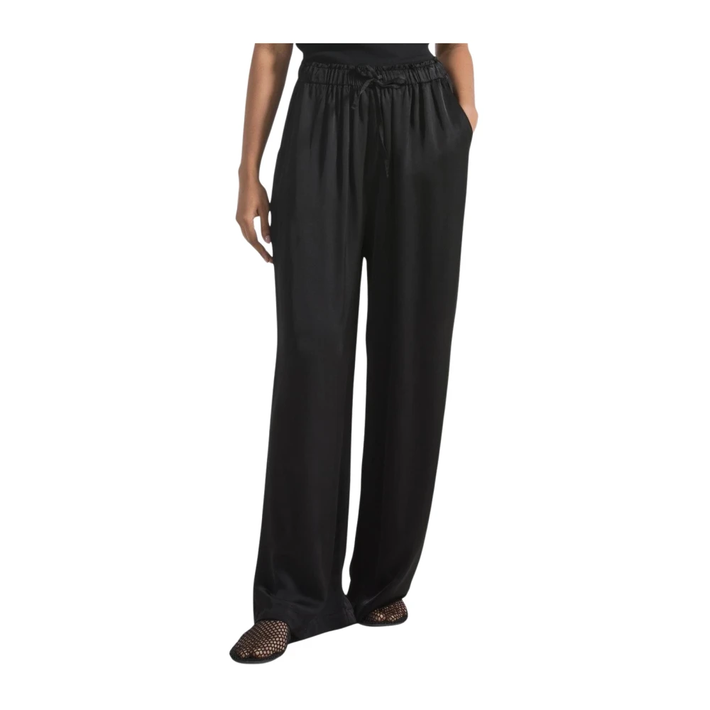 Deha Women's Black Wide Trousers, Xl, Palazzo Trousers