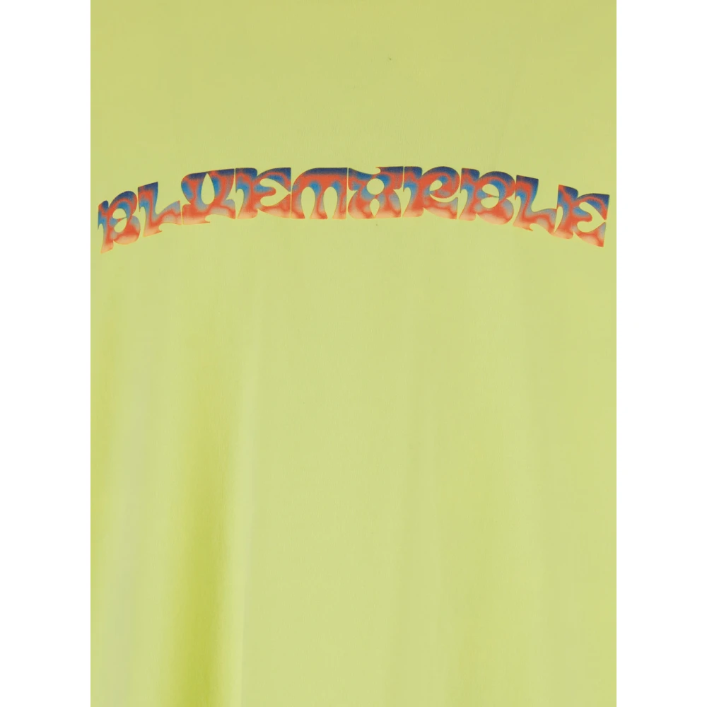 Bluemarble Trippy Leaves Print T-shirt Geel Yellow Heren