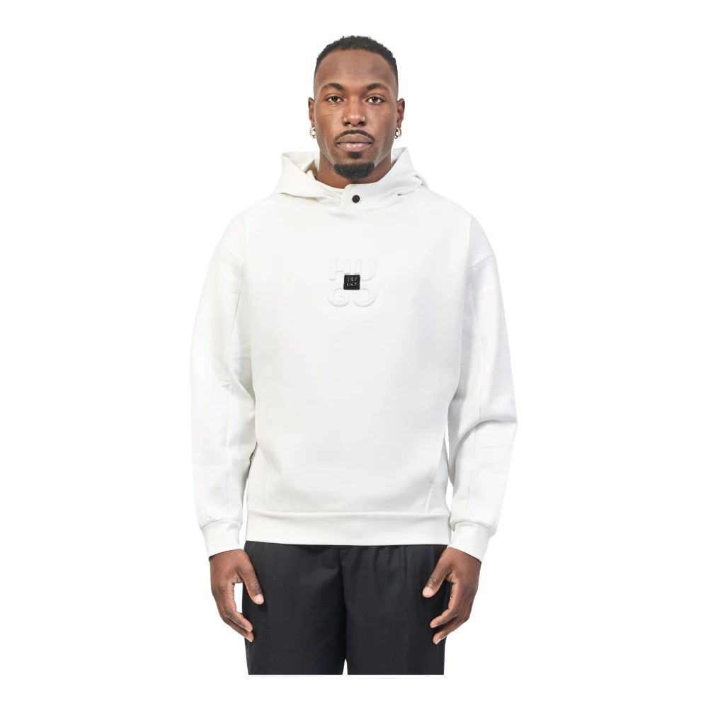 Hugo Boss Witte hoodie met logodetails White Heren