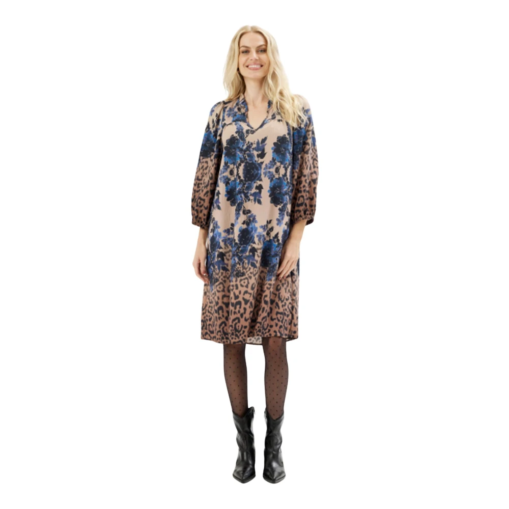 IN Front Blauwe Lydia Jurk met ¾ Mouwen Blue Dames