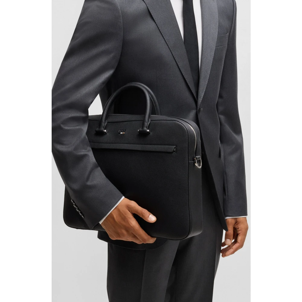 Hugo Boss Zwarte Documententas met Dubbele Rits Black Heren