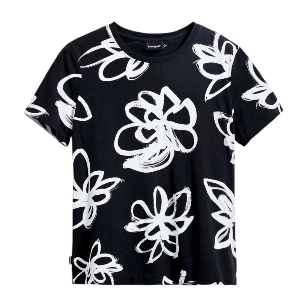 Desigual Korte mouwen katoenen T-shirt lente zomer Black Dames