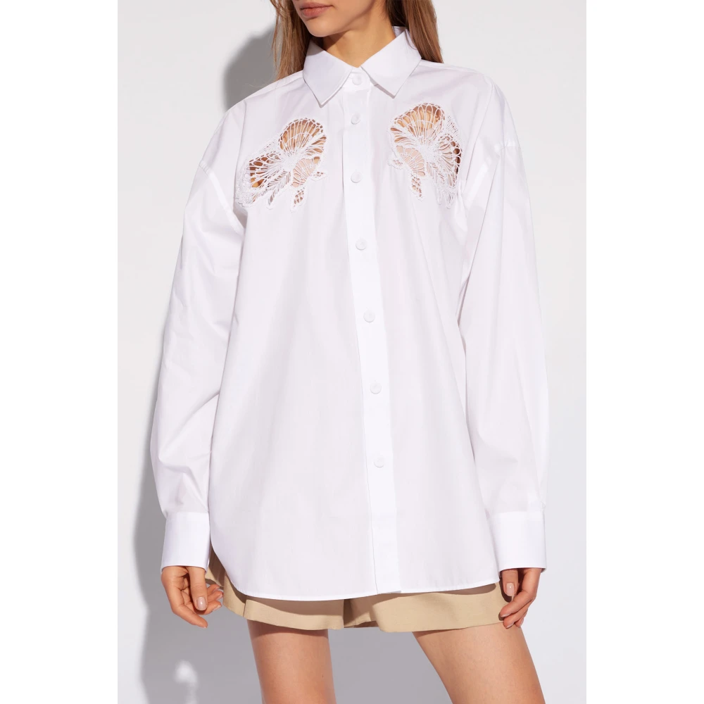 Stella Mccartney Katoenen shirt met bloemenmotief White Dames