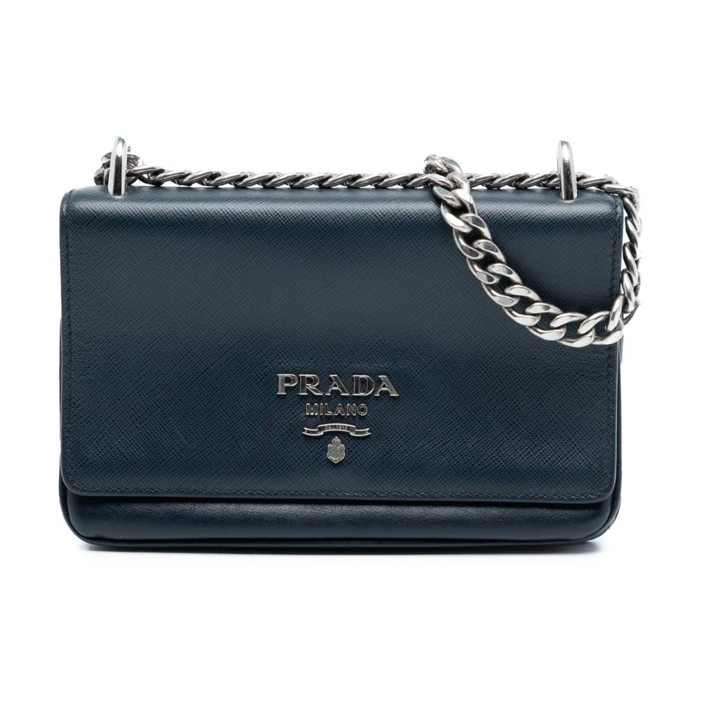 Prada Vintage Women's Blue Pre-Owned Chain Shoulder Bag