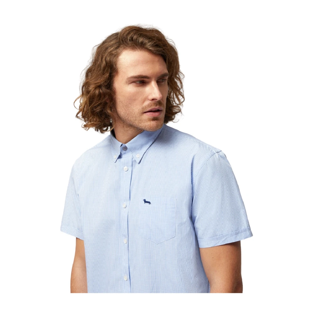 Harmont & Blaine Blauw geruite korte mouwen overhemd Blue Heren