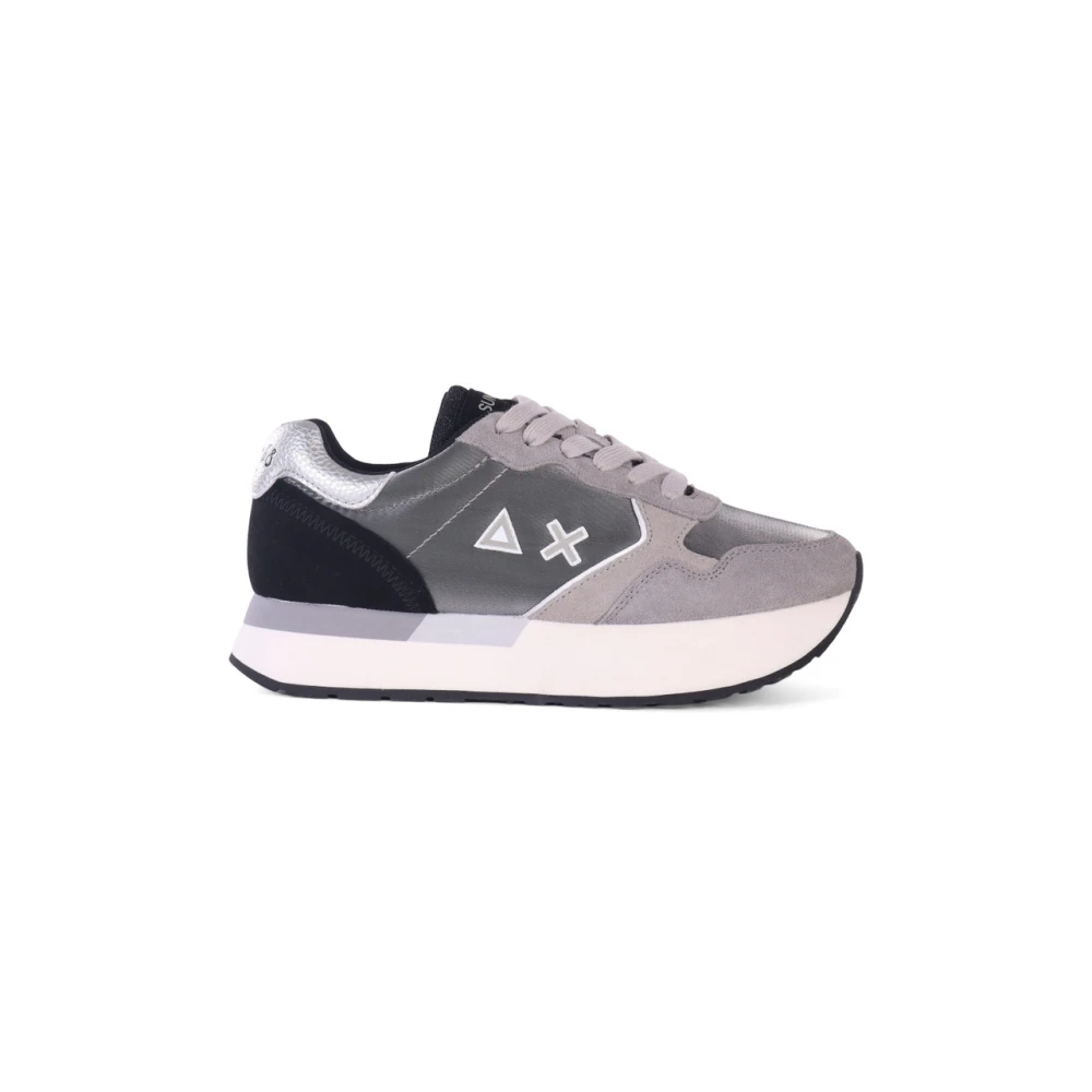 Sun68 Kelly Solid Leren en Stoffen Platform Sneakers Gray Dames