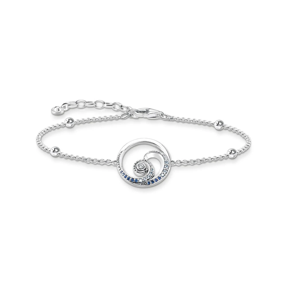 Thomas Sabo Women's Gray Bracelets, One Size, Bracelet Wave With Blue Stones Blue, Silver-Colored A2045-644-1-L19v