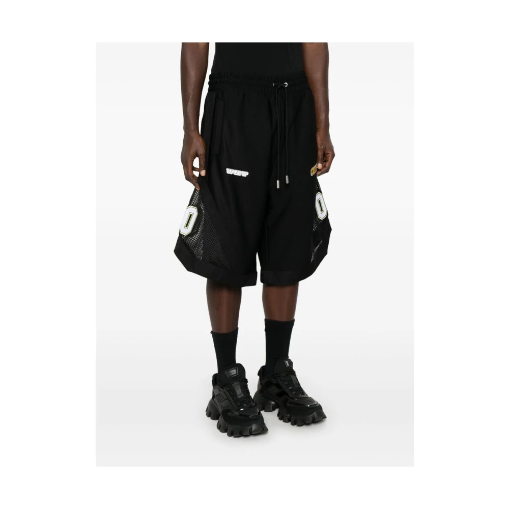 Off White Shorts met elastische trekkoord tailleband en zakken Black Heren