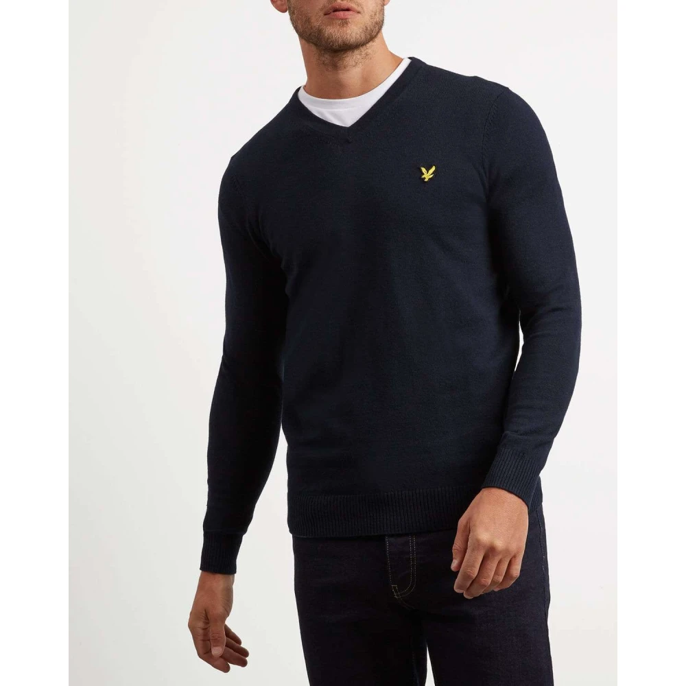 Lyle & Scott V-neck Knitwear Blue Heren